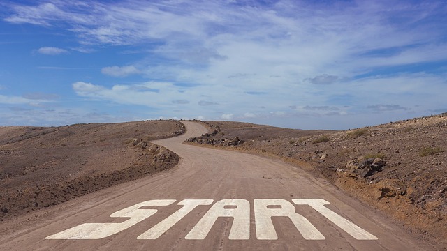 image of road leading off into the distance with START written over the road