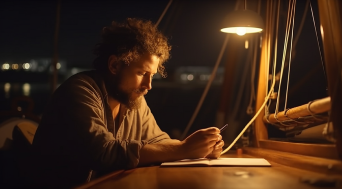 Adult Learner Working at Night