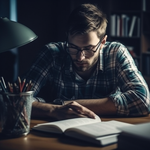 Man sitting and learning.
