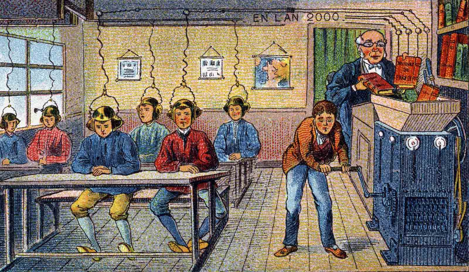 The future of education illustrated in a 19th century postcard